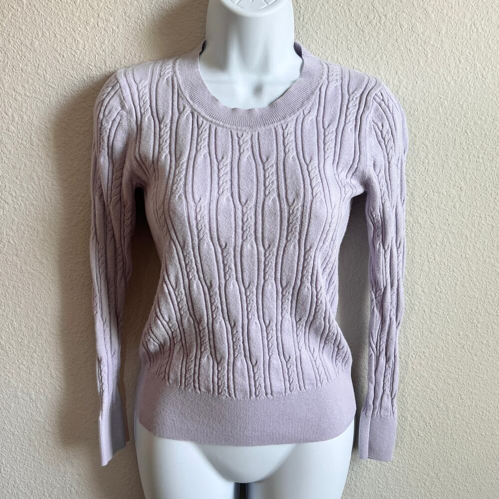 Banana Republic Purple Cable Knit Sweater Women's XS Preppy Fall Cozy
